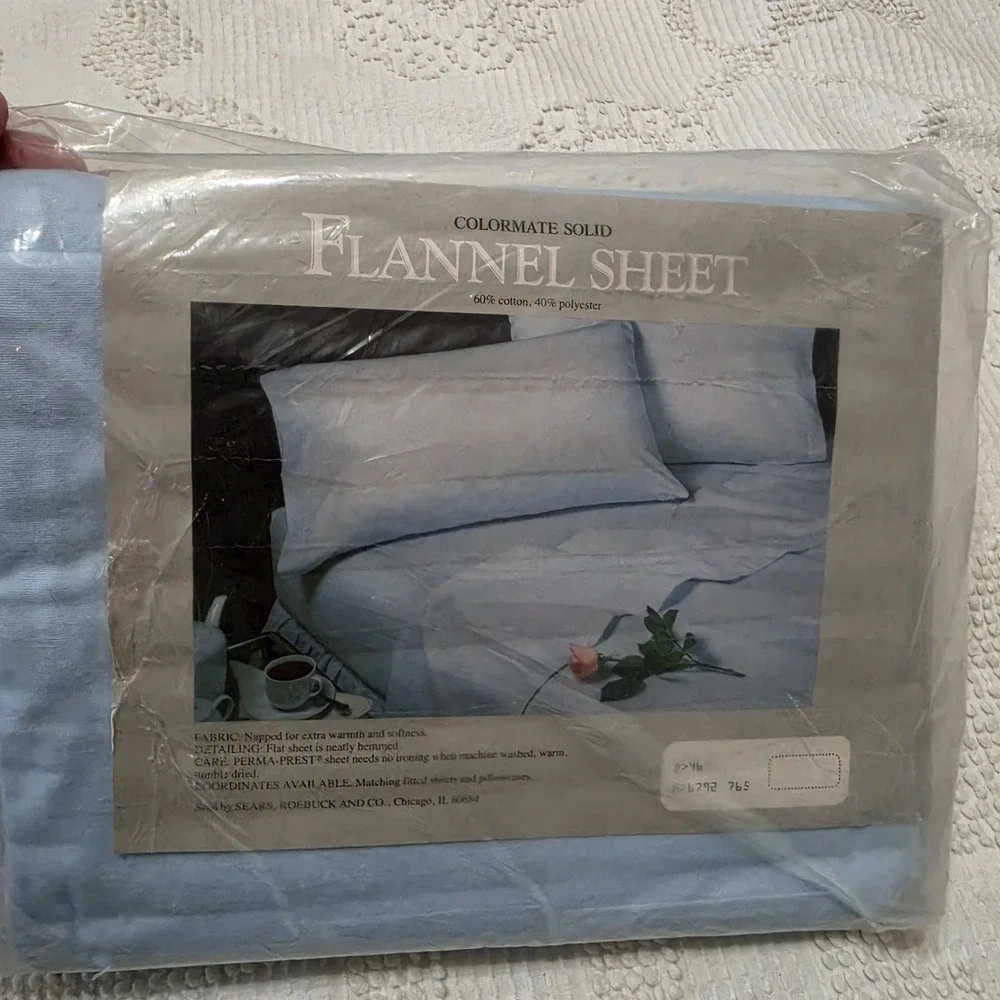 Vintage NOS Sears‎ Roebuck Colormate Solid Flannel Sheet Full Flay USA